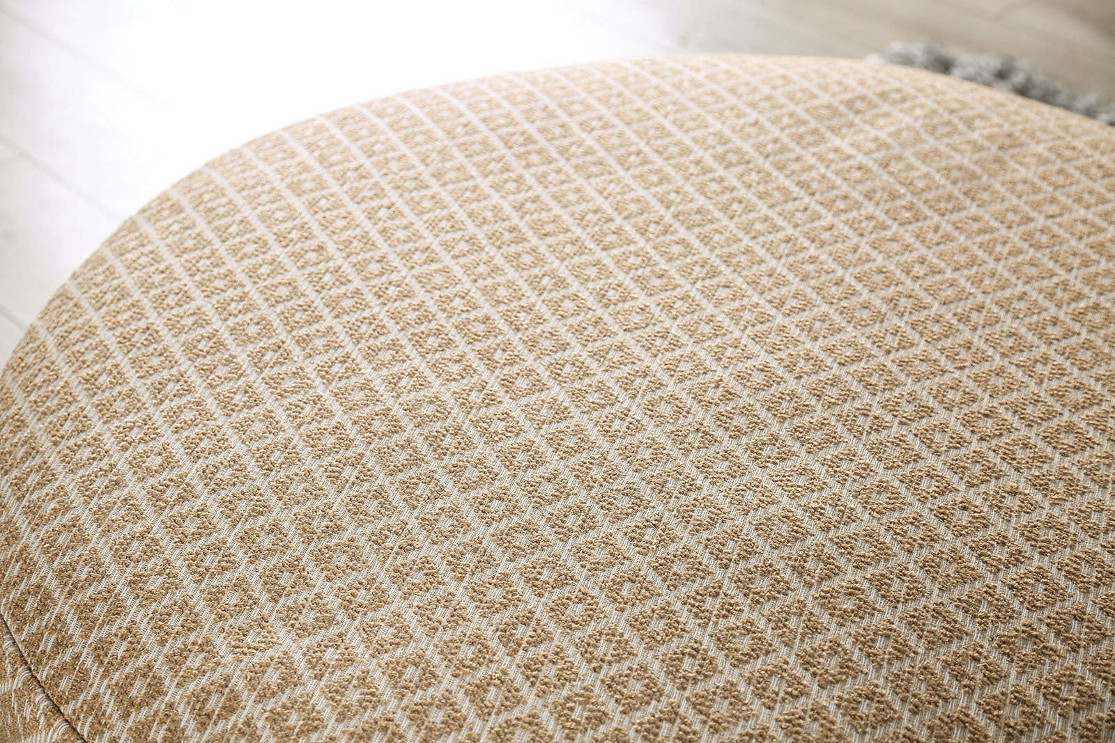 Transitional Style Upholstery Ottoman With Welt Trim Gold & Gray Finish