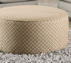 Transitional Style Upholstery Ottoman With Welt Trim Gold & Gray Finish