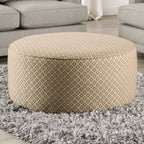 Transitional Style Upholstery Ottoman With Welt Trim Gold & Gray Finish