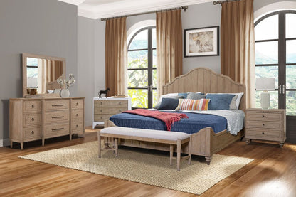 Queen Panel Bed in Sand Finish With Transitional Casual Design