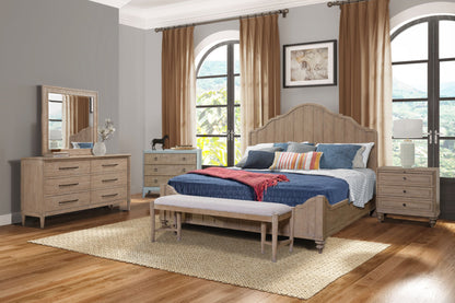 Queen Panel Bed in Sand Finish With Transitional Casual Design