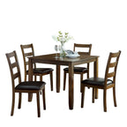 Transitional Style 5pc Dining Table Set 1x Dining Table 4x Chairs Padded seat Wooden Top Table Walnut And Dark Brown Finish Dining Table Set