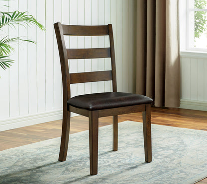 Transitional Style 5pc Dining Table Set 1x Dining Table 4x Chairs Padded seat Wooden Top Table Walnut And Dark Brown Finish Dining Table Set