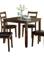 Transitional Style 5pc Dining Table Set 1x Dining Table 4x Chairs Padded seat Wooden Top Table Walnut And Dark Brown Finish Dining Table Set