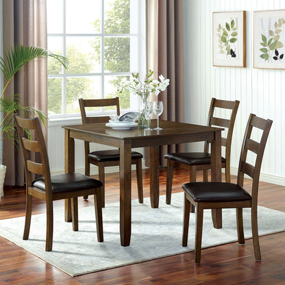 Transitional Style 5pc Dining Table Set 1x Dining Table 4x Chairs Padded seat Wooden Top Table Walnut And Dark Brown Finish Dining Table Set