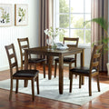 Transitional Style 5pc Dining Table Set 1x Dining Table 4x Chairs Padded seat Wooden Top Table Walnut And Dark Brown Finish Dining Table Set