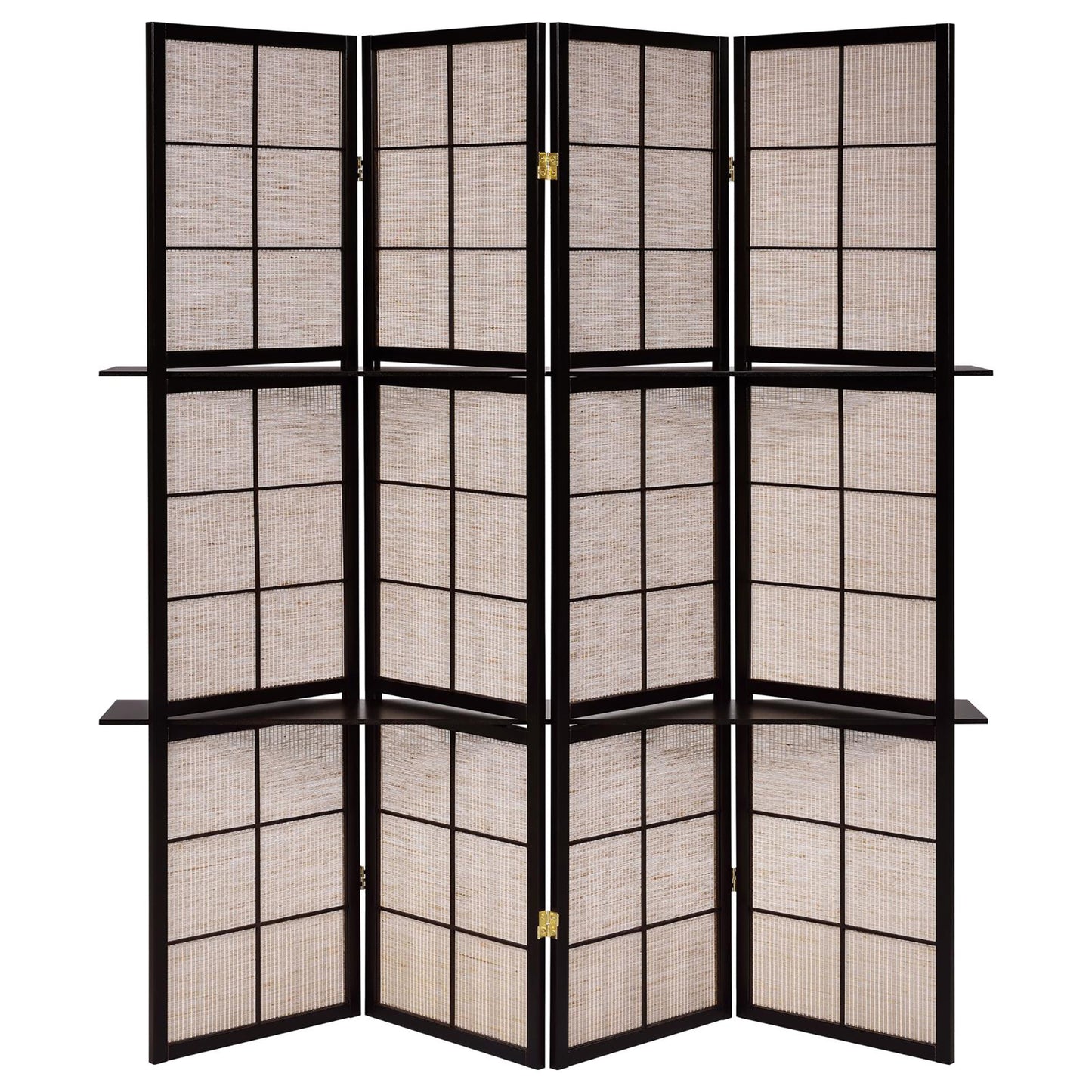 Tan and Cappuccino 4-Panel Folding Screen