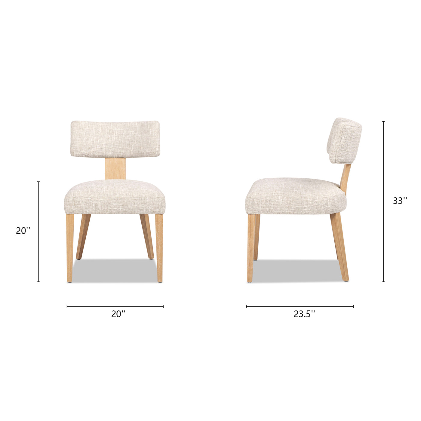 Louise Split Back Upholstered Dining Side Chair, Set of 2, Travertine Beige Chenille