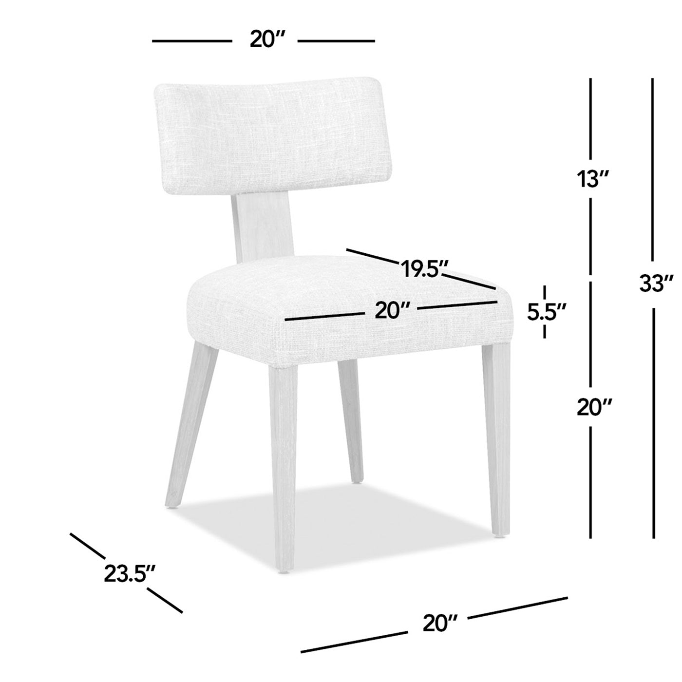 Louise Split Back Upholstered Dining Side Chair, Set of 2, Travertine Beige Chenille
