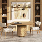 Louise Split Back Upholstered Dining Side Chair, Set of 2, Travertine Beige Chenille