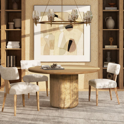 Louise Split Back Upholstered Dining Side Chair, Set of 2, Travertine Beige Chenille