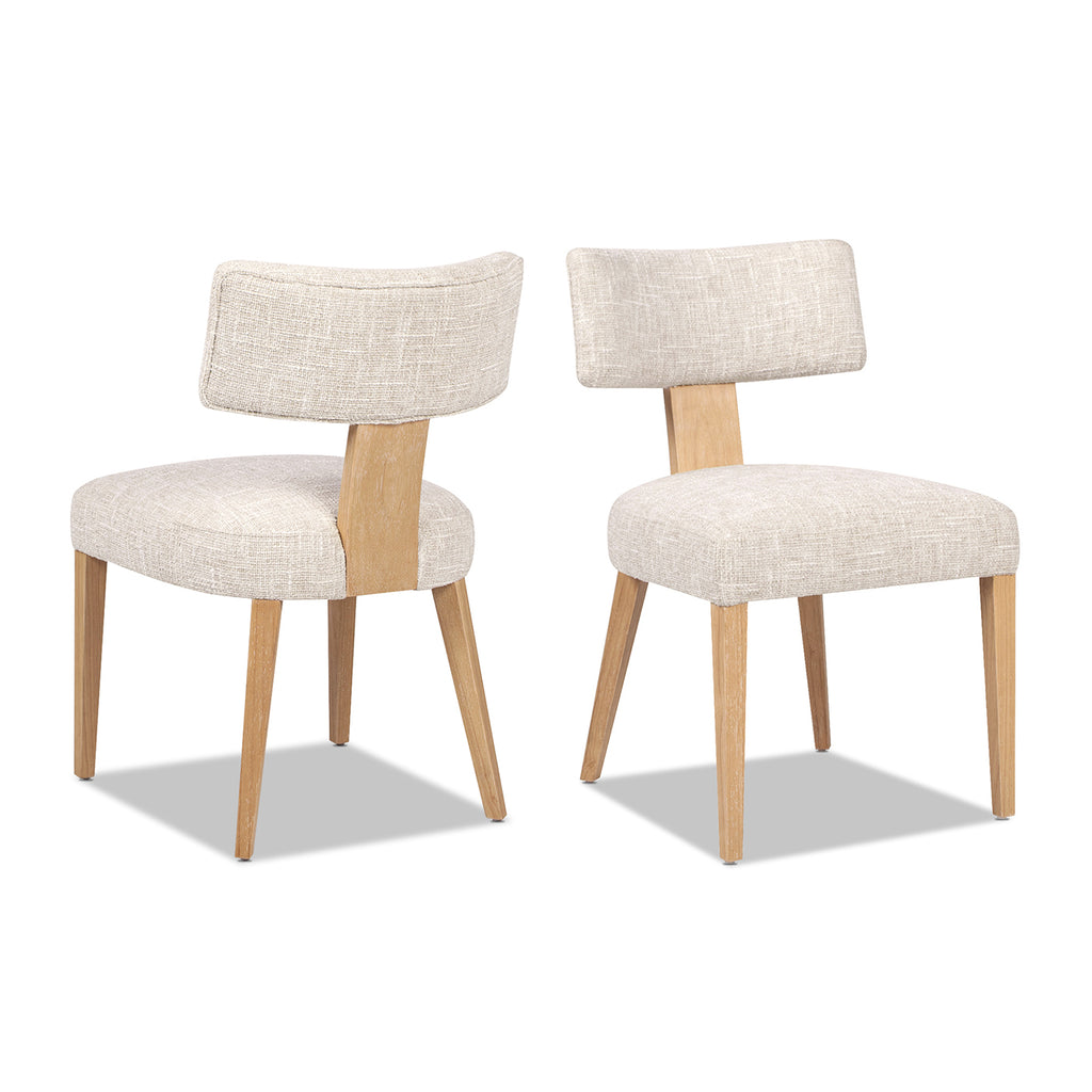 Louise Split Back Upholstered Dining Side Chair, Set of 2, Travertine Beige Chenille