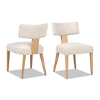 Louise Split Back Upholstered Dining Side Chair, Set of 2, Travertine Beige Chenille