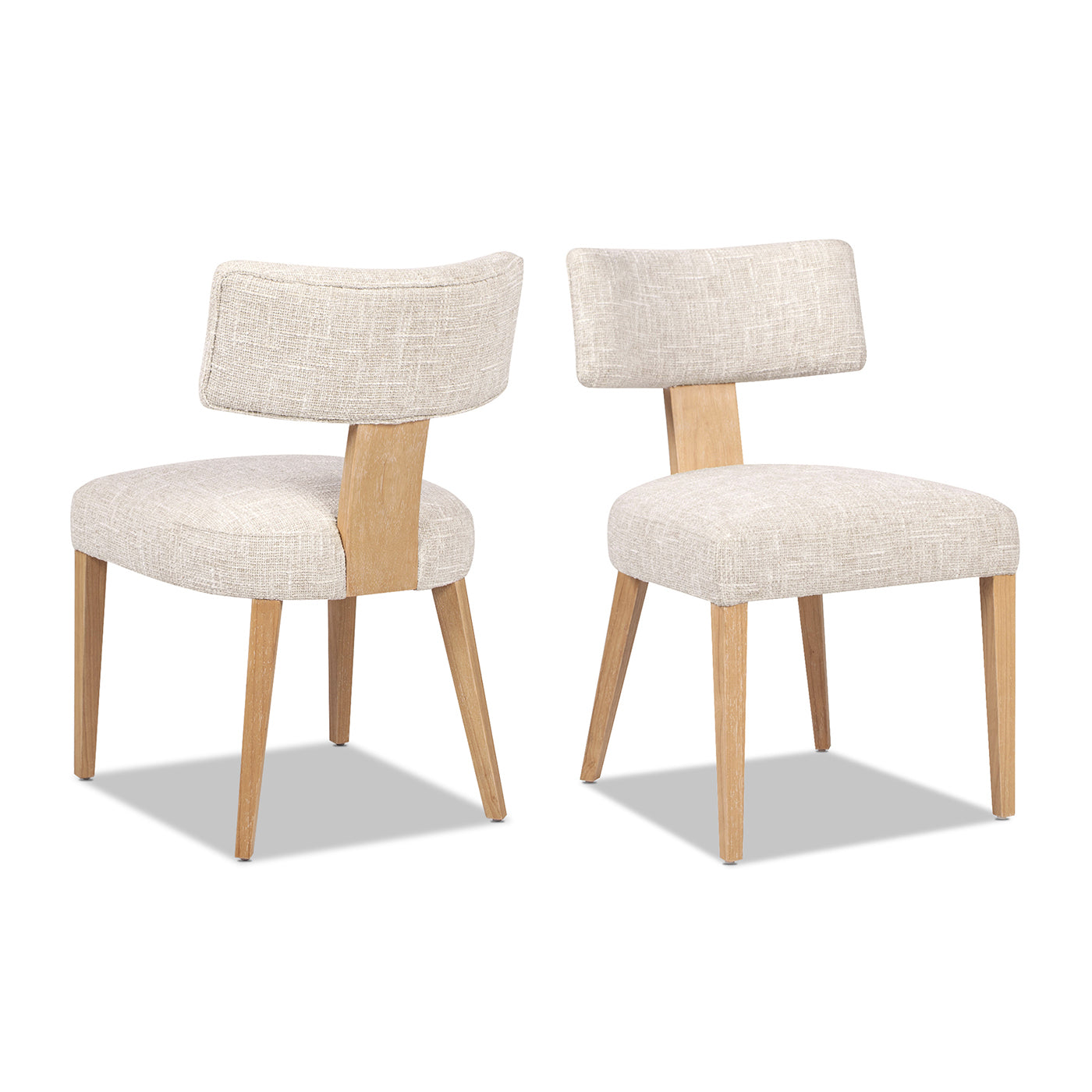 Louise Split Back Upholstered Dining Side Chair, Set of 2, Travertine Beige Chenille