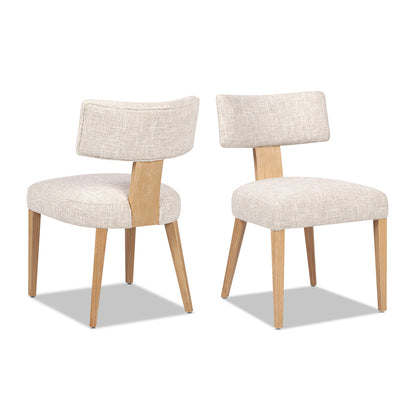Louise Split Back Upholstered Dining Side Chair, Set of 2, Travertine Beige Chenille
