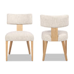 Louise Split Back Upholstered Dining Side Chair, Set of 2, Travertine Beige Chenille
