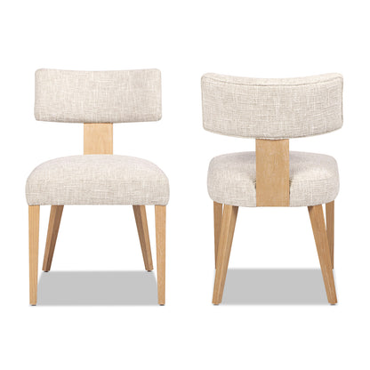Louise Split Back Upholstered Dining Side Chair, Set of 2, Travertine Beige Chenille