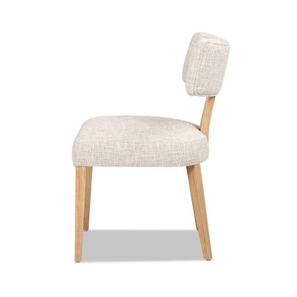 Louise Split Back Upholstered Dining Side Chair, Set of 2, Travertine Beige Chenille