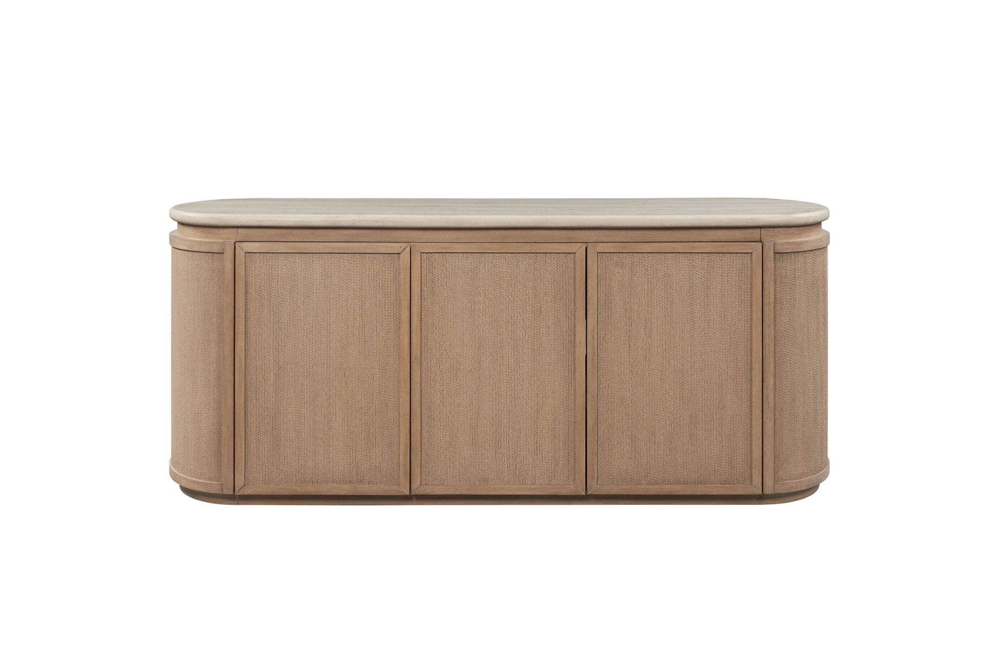 Stone Top Rope Woven Curved Sideboard Cabinet