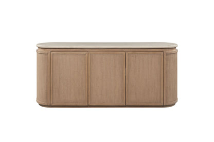 Stone Top Rope Woven Curved Sideboard Cabinet