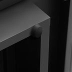 TREXM 4 Wavy Doors Ample Storage Space Sideboard with Adjustable Shelves and Retro Copper Handles for Dining Room and Living Room (BLACK)