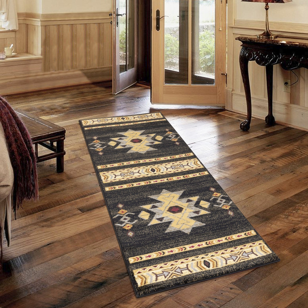 Tribes GC_YLS4004 Black 7 ft. 10 in. x 10 ft. 3 in. Southwest Area Rug - Groovy Boardz