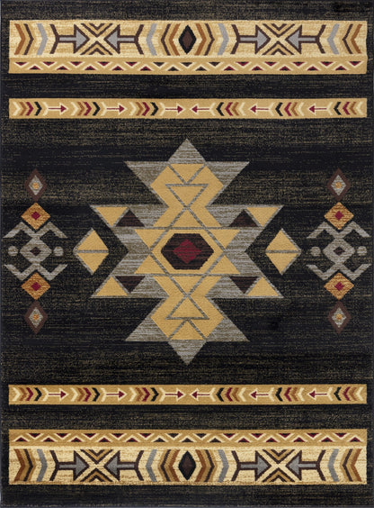 Tribes GC_YLS4004 Black 7 ft. 10 in. x 10 ft. 3 in. Southwest Area Rug - Groovy Boardz