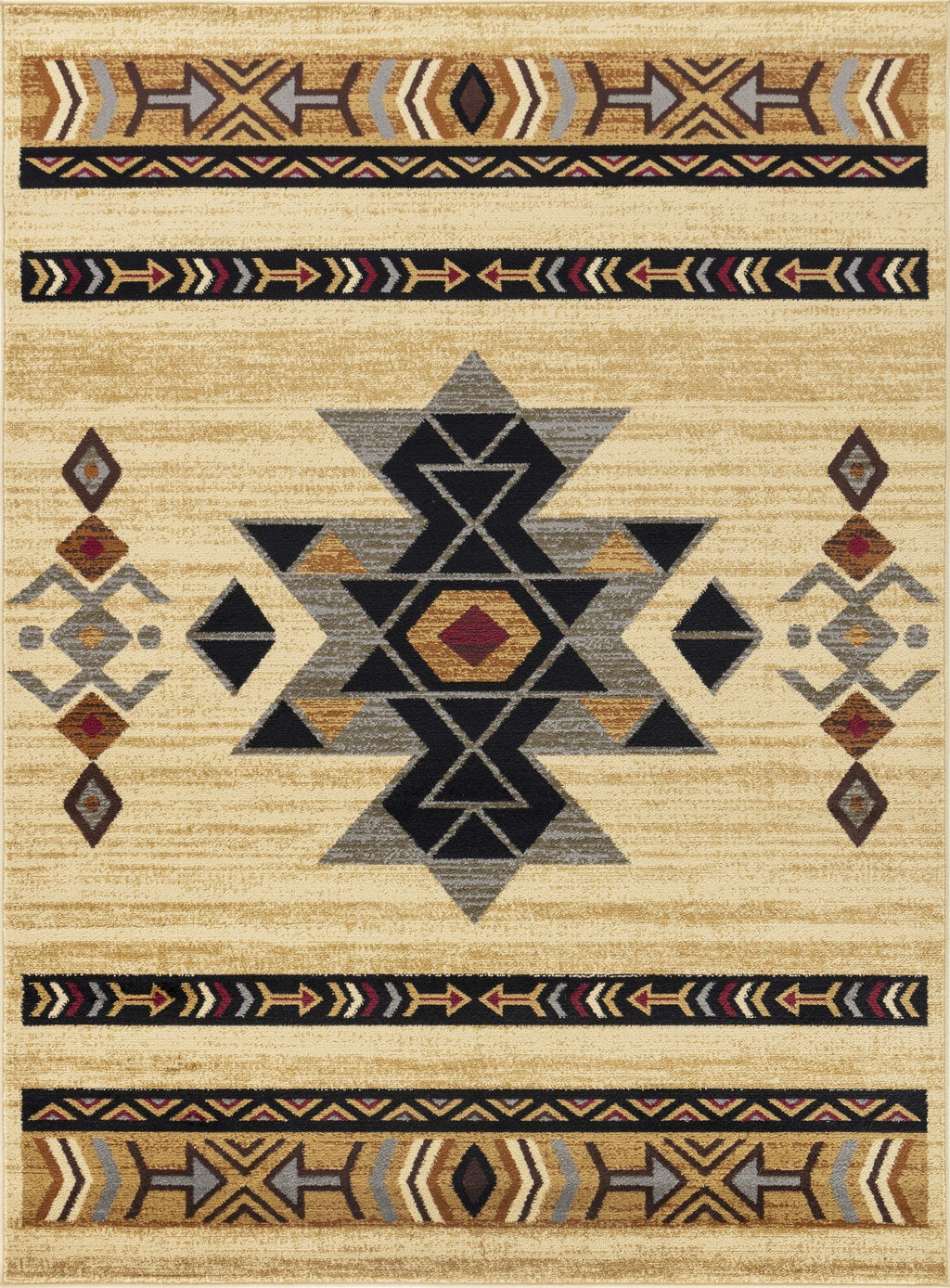 Tribes GC_YLS4006 Cream 5 ft. 3 in. x 7 ft. 3 in. Southwest Area Rug - Groovy Boardz