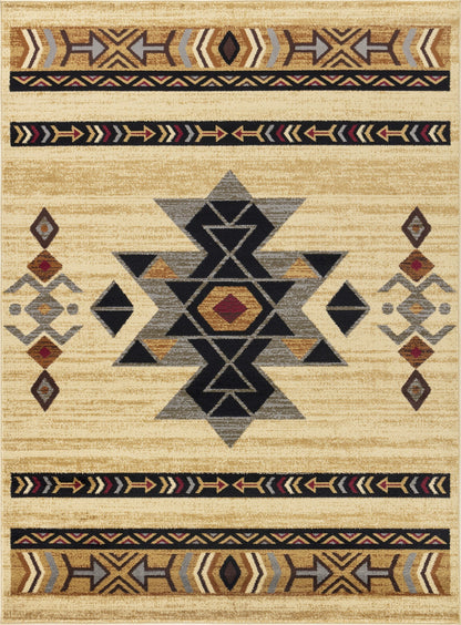 Tribes GC_YLS4006 Cream 5 ft. 3 in. x 7 ft. 3 in. Southwest Area Rug - Groovy Boardz