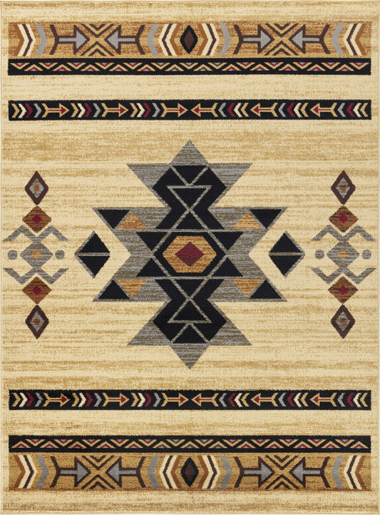 Tribes GC_YLS4006 Cream 7 ft. 10 in. x 10 ft. 3 in. Southwest Area Rug - Groovy Boardz