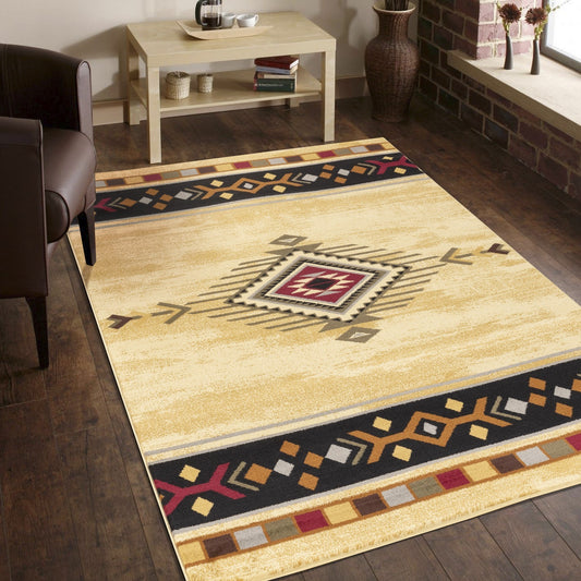 Tribes GC_YLS4003 Cream 7 ft. 10 in. x 10 ft. 3 in. Southwest Area Rug - Groovy Boardz