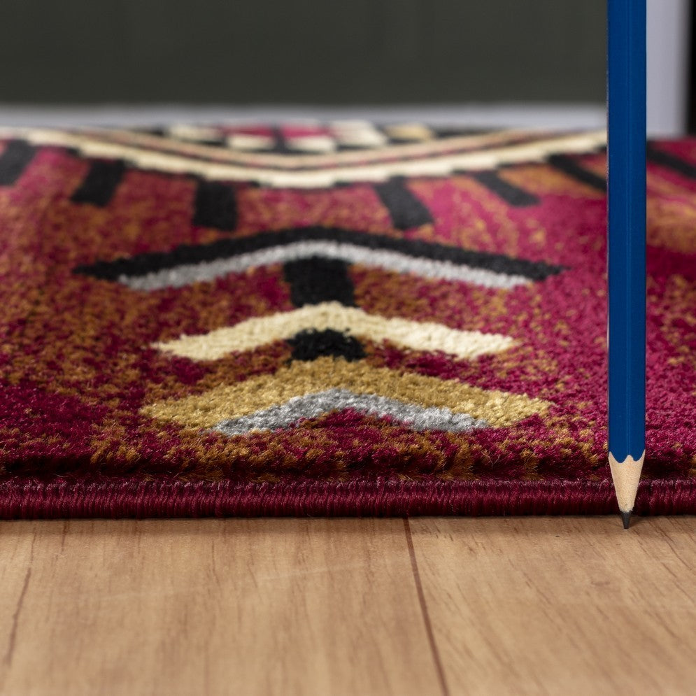 Tribes GC_YLS4002 Red 5 ft. 3 in. x 7 ft. 3 in. Southwest Area Rug - Groovy Boardz