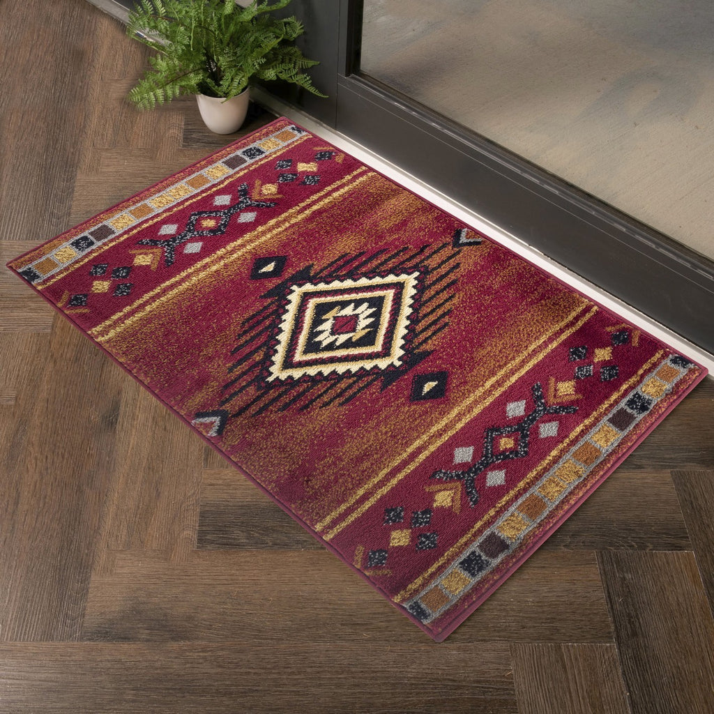 Tribes GC_YLS4002 Red 5 ft. 3 in. x 7 ft. 3 in. Southwest Area Rug - Groovy Boardz