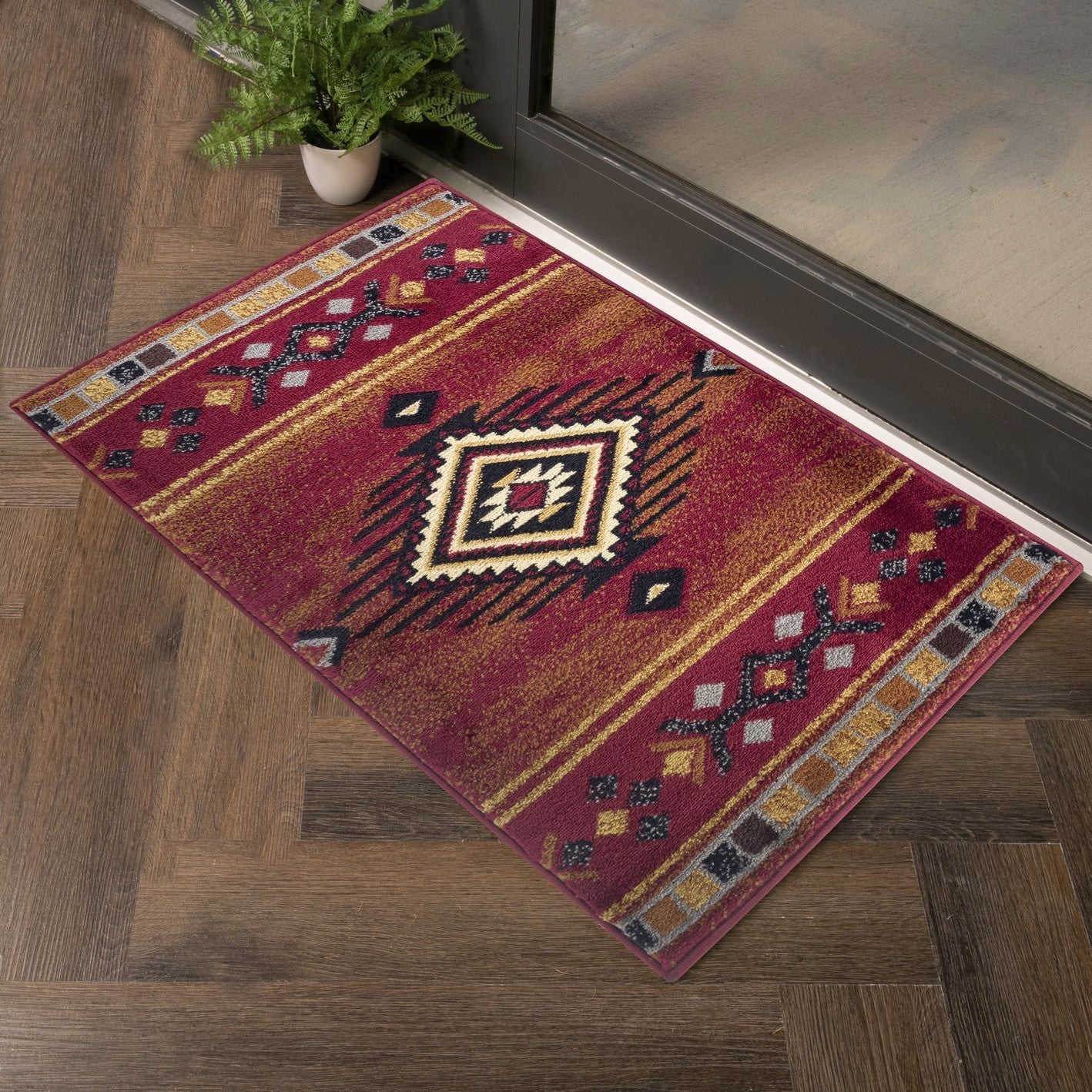 Tribes GC_YLS4002 Red 5 ft. 3 in. x 7 ft. 3 in. Southwest Area Rug - Groovy Boardz