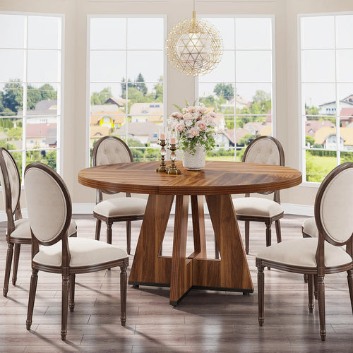 Tribesigns 47-Inch Round Farmhouse Dining Table for 4.