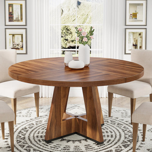 Tribesigns 47-Inch Round Farmhouse Dining Table for 4.