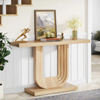 Tribesigns Farmhouse Entryway Table, 39" Narrow Console Table with Geometric Base, Wood Skinny Sofa Table Behind Couch