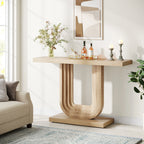 Tribesigns Farmhouse Entryway Table, 39" Narrow Console Table with Geometric Base, Wood Skinny Sofa Table Behind Couch