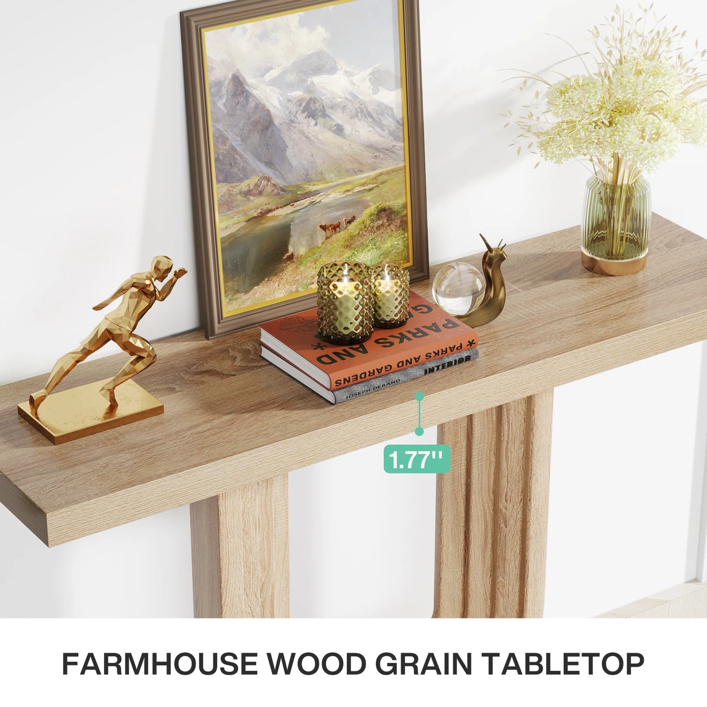 Tribesigns Farmhouse Entryway Table, 39" Narrow Console Table with Geometric Base, Wood Skinny Sofa Table Behind Couch