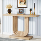 Tribesigns Farmhouse Entryway Table, 39" Narrow Console Table with Geometric Base, Wood Skinny Sofa Table Behind Couch