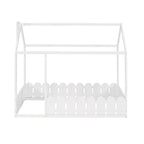 {Slats are not included}Twin Size Wood Bed House Bed Frame with Fence,for Kids,Teens, Girls,Boys {White}{OLD SKU:WF194274AAK}