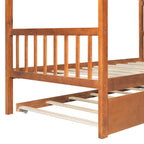 Twin Size Wooden House Bed with Twin Size Trundle, Walnut(OLD SKU: WF300800AAL)