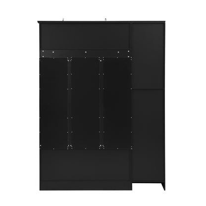U-Can 79'' Tall Modern Hall Tree with Shoe Storage, 4-in-1 Entryway Bench with 6 Cabinets, 4 Coat Hooks & Adjustable Shelf for Hallway, living room, Black
