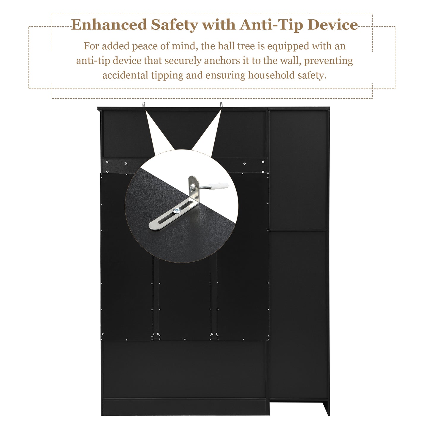 U-Can 79'' Tall Modern Hall Tree with Shoe Storage, 4-in-1 Entryway Bench with 6 Cabinets, 4 Coat Hooks & Adjustable Shelf for Hallway, living room, Black