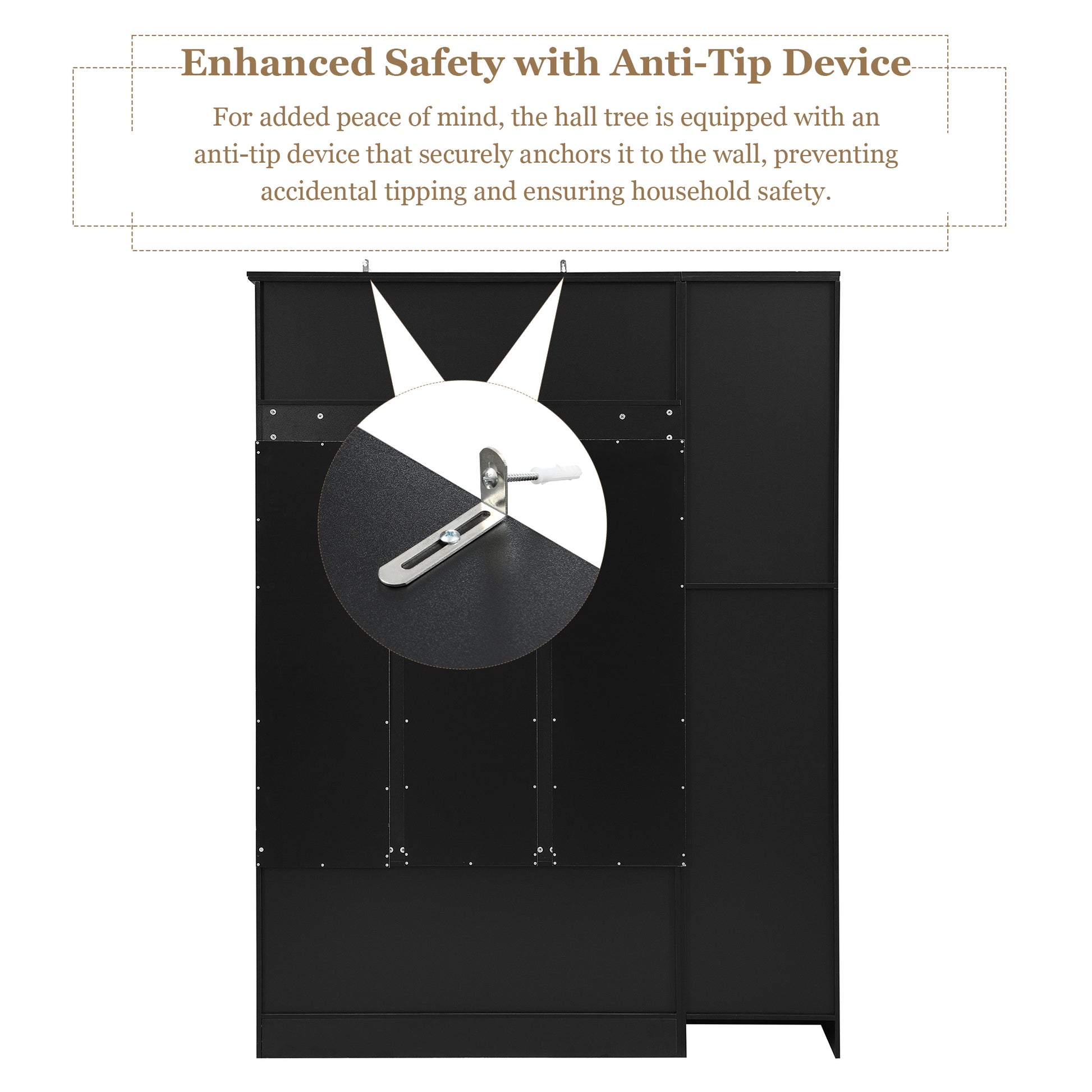 U-Can 79'' Tall Modern Hall Tree with Shoe Storage, 4-in-1 Entryway Bench with 6 Cabinets, 4 Coat Hooks & Adjustable Shelf for Hallway, living room, Black