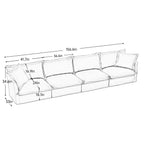 Slipcovered U Shape Sectional Deep Seat Sofa Couch, 4 Seater Sofa with French Edges Design, Cream Corduroy