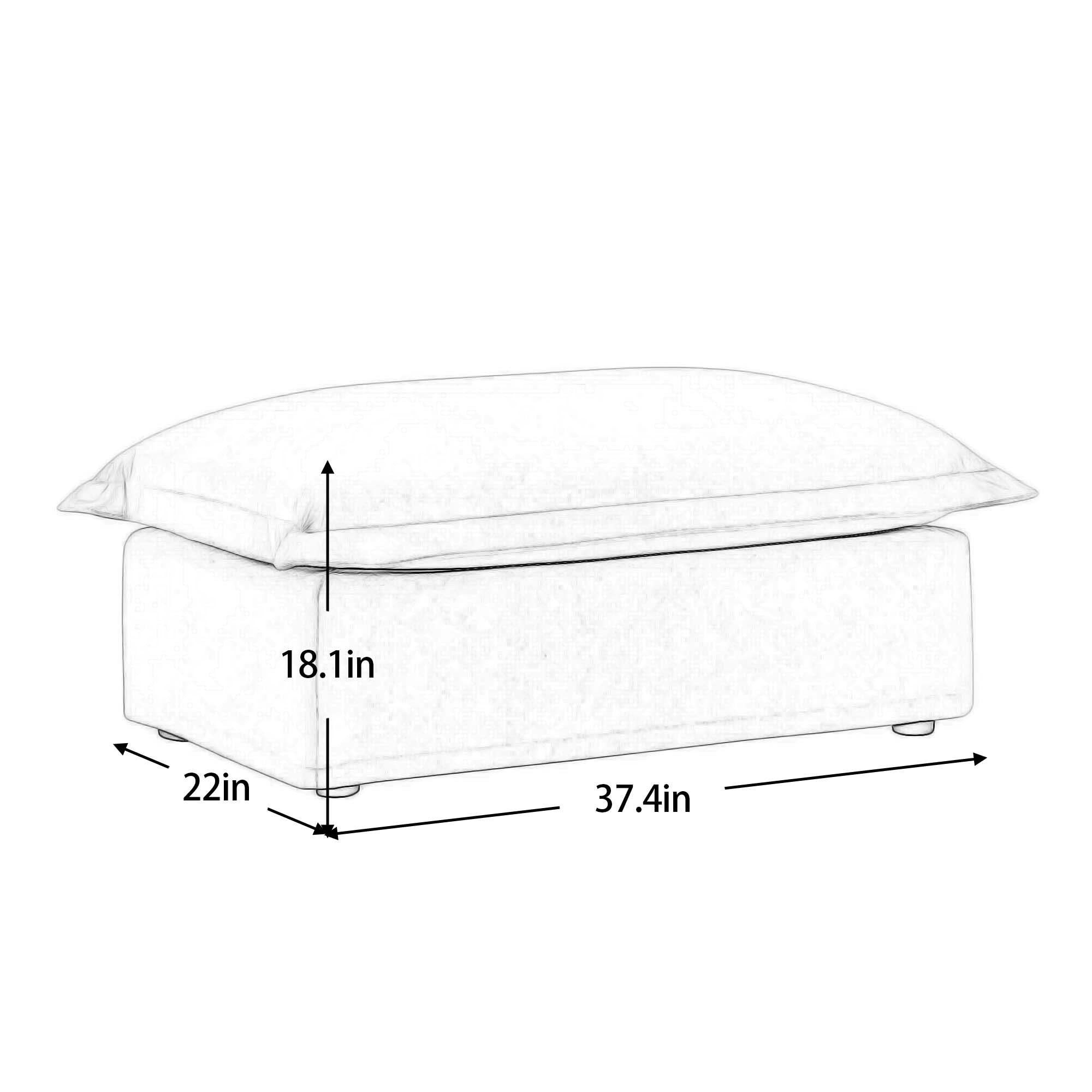 Slipcovered U Shape Sectional Deep Seat Sofa Couch, 4 Seater Sofa with French Edges Design, Cream Corduroy