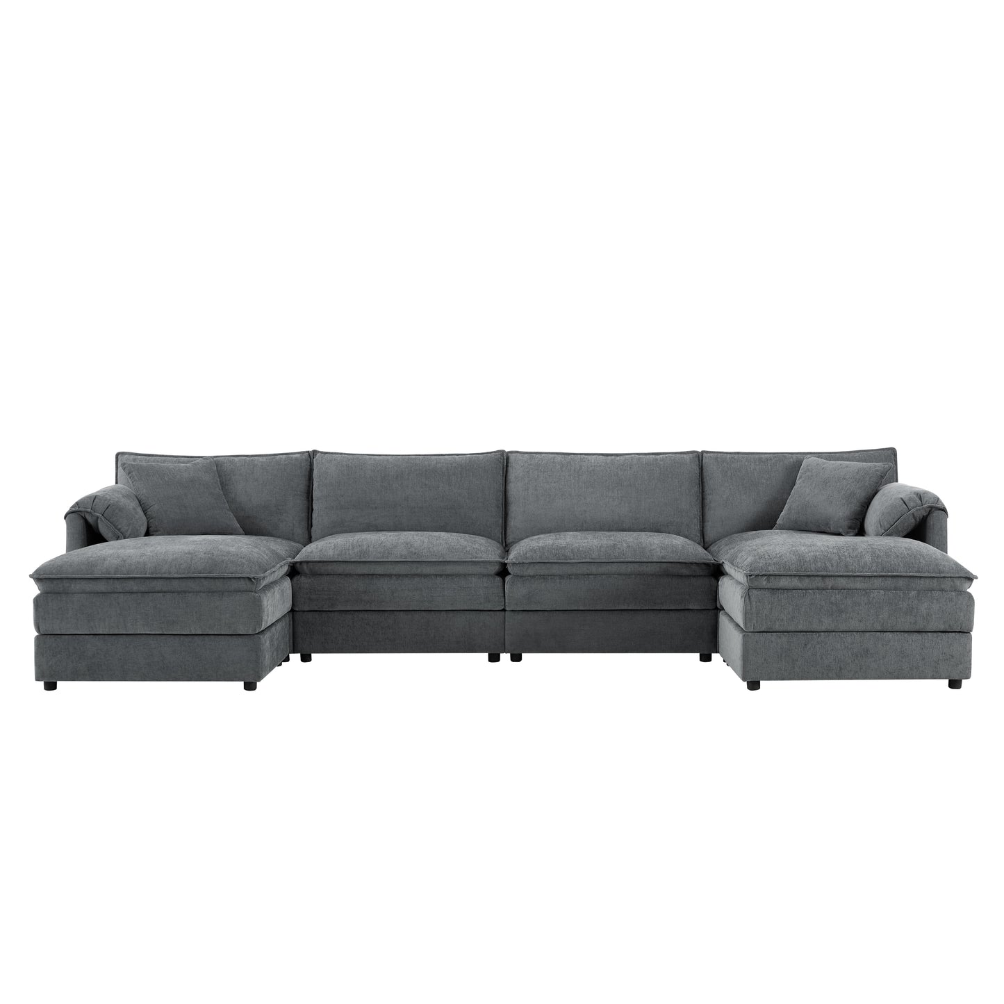 [VIDEO] 136' Chenille Modular Sectional Sofa with Deep and Wide Seat,U Shaped Cloud Couch Set with Double Cushions,6 Seat Sofa with Movable Ottomans,Oversized Indoor Furniture for Living Room,3 Colors