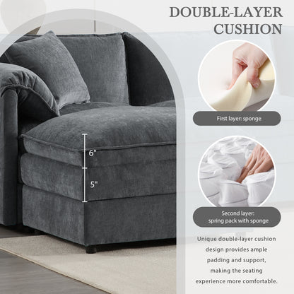 [VIDEO] 136' Chenille Modular Sectional Sofa with Deep and Wide Seat,U Shaped Cloud Couch Set with Double Cushions,6 Seat Sofa with Movable Ottomans,Oversized Indoor Furniture for Living Room,3 Colors