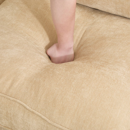 U Shape 4 Seater Deep Seat Sofa Couch with Ottomans,4-Seat Sofa with with 2 Movable Ottomans,, Oversized Modular Sectional Sofa with 6 Seats and Storage Pull out Drawer Under Each Seat,Chenille Wheat